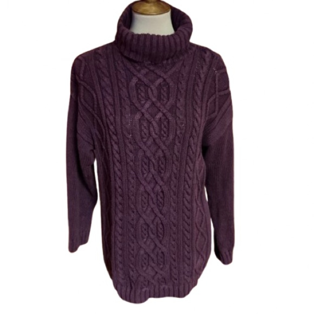 Vtg 80s Nuggets Maroon Cable Knit Turtleneck Sweater